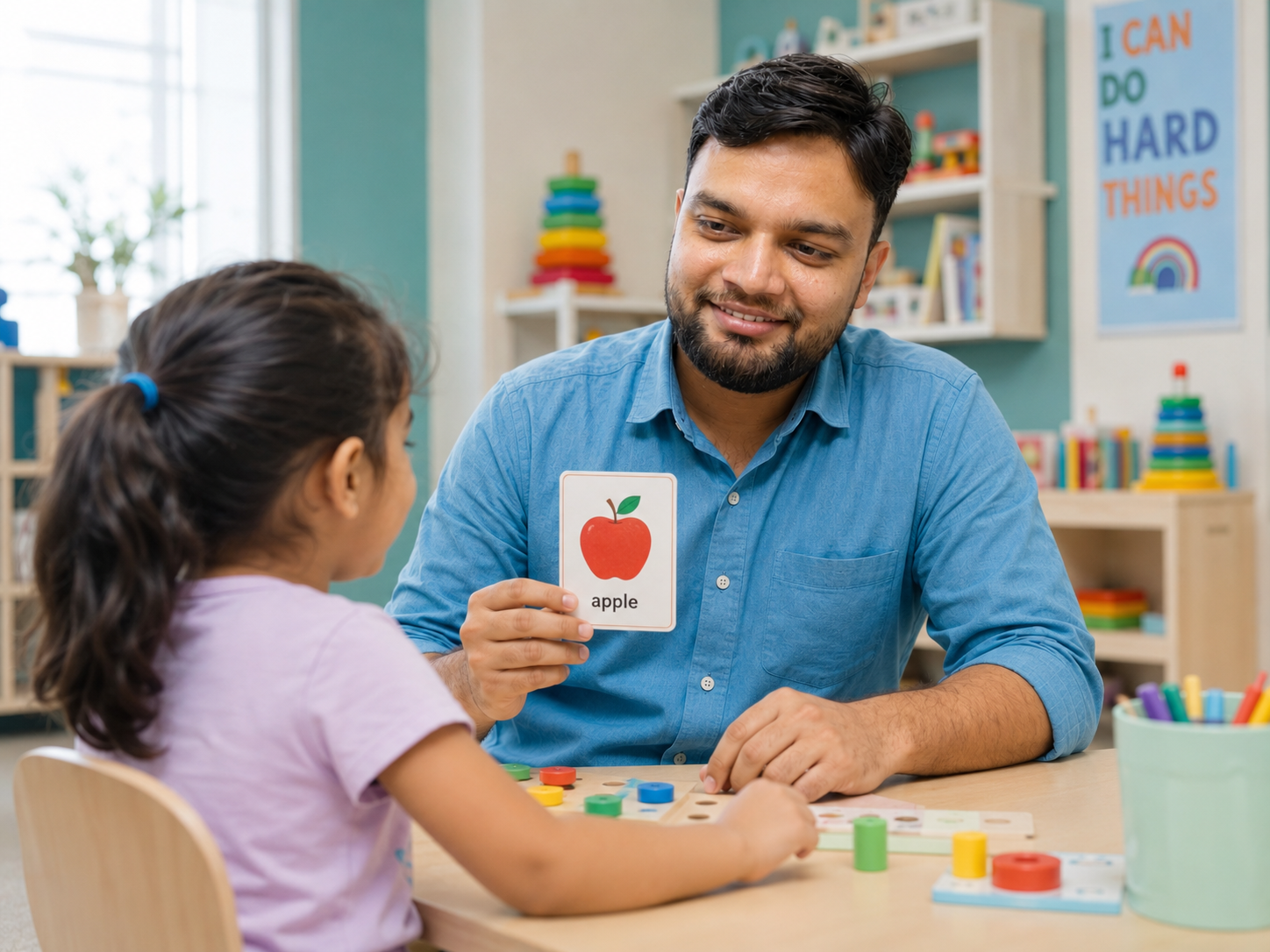 Therapist guiding a child through a developmental exercise